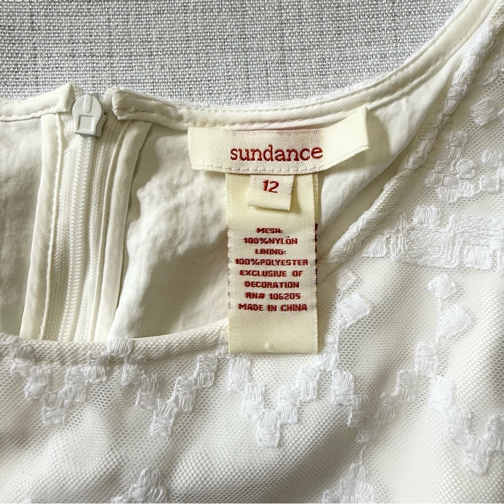 Sundance In A Heartbeat Dress Sz 12 Embroidered Mesh and Lace Knee Off White - Picture 7 of 7